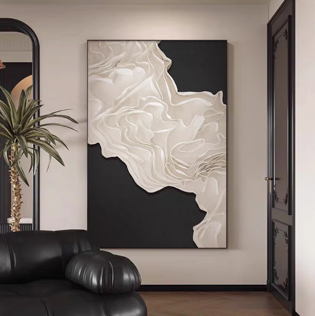 Handcrafted paper wave decorative paintings, living room, entrance hall, corridor, bedroom model room hanging paintings, wabi-sabi real installation paintings